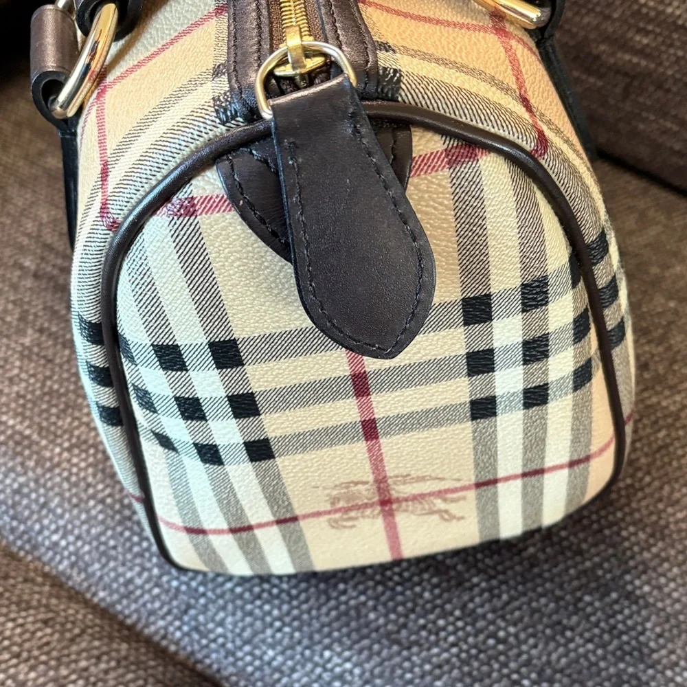 Authentic Burberry Haymarket Check Coated Canvas Northfield Bag/Boston Bag
